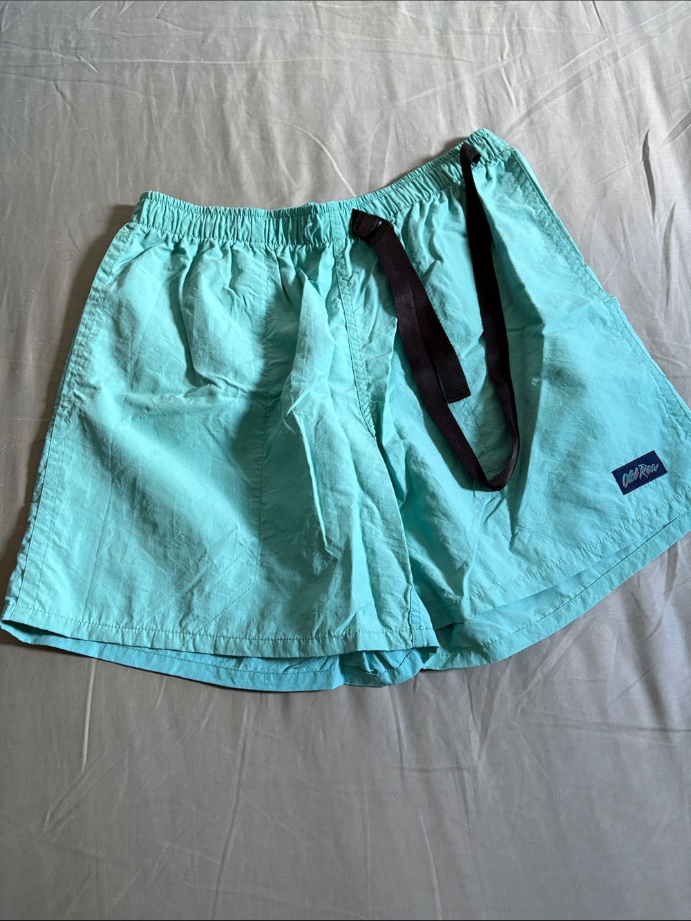 Men's Teal Swim Trunks with Elastic Waist and Belt